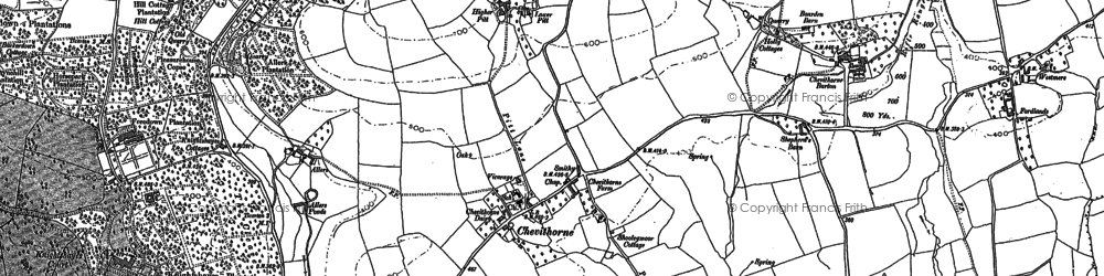 Old map of Chevithorne in 1887