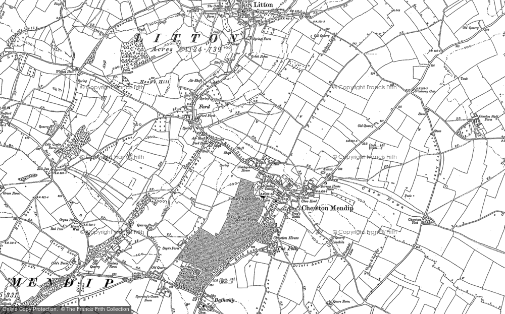 Old Map of Chewton Mendip, 1884 in 1884