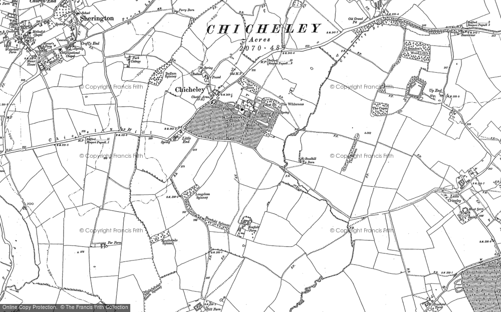 Old Map of Chicheley, 1899 - 1924 in 1899