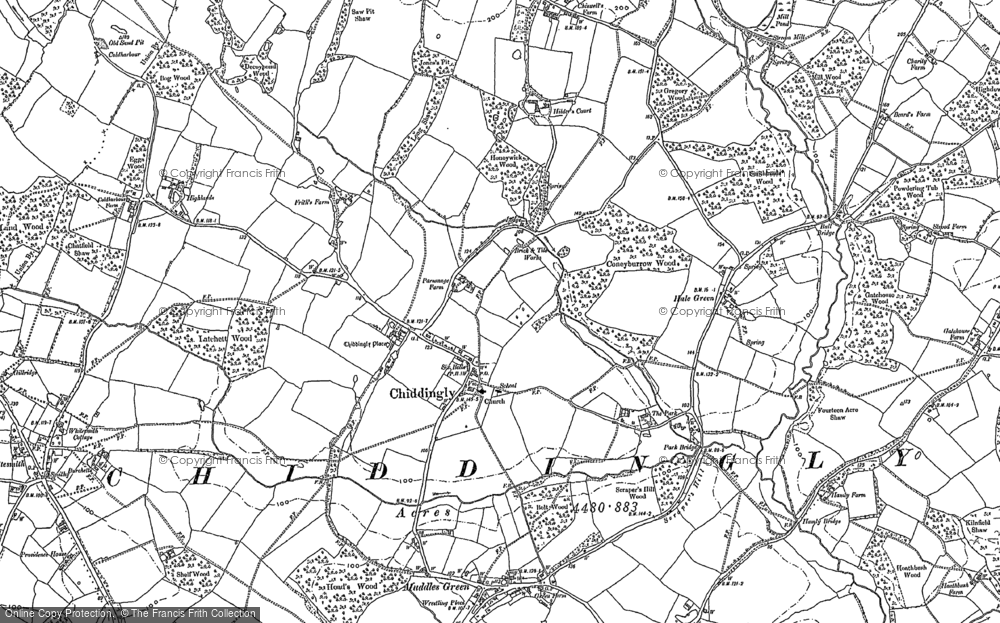 Old Map of Chiddingly, 1898 in 1898
