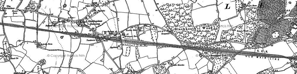 Old map of Chiddingstone Causeway in 1895