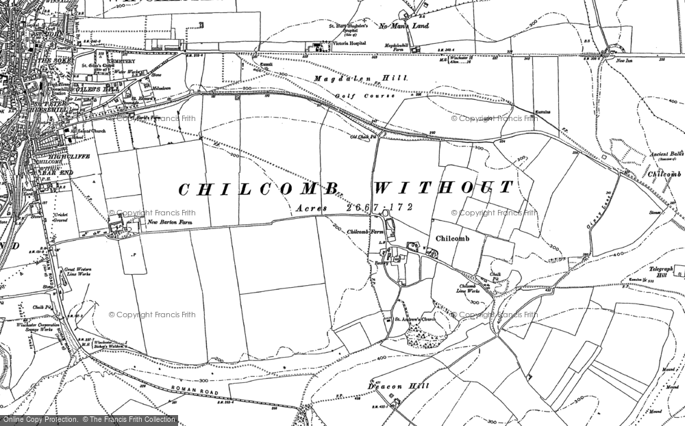 Old Map of Chilcomb, 1895 in 1895