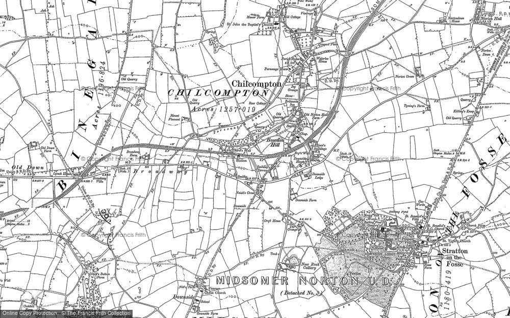 Old Map of Historic Map covering Blacker's Hill in 1884