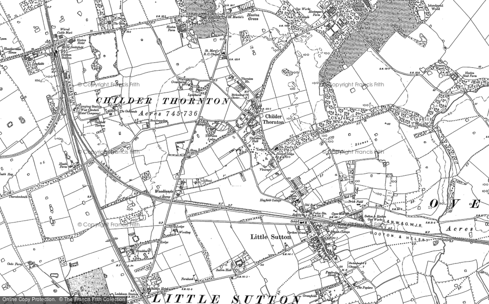 Old Map of Historic Map covering Sutton New Hall in 1897