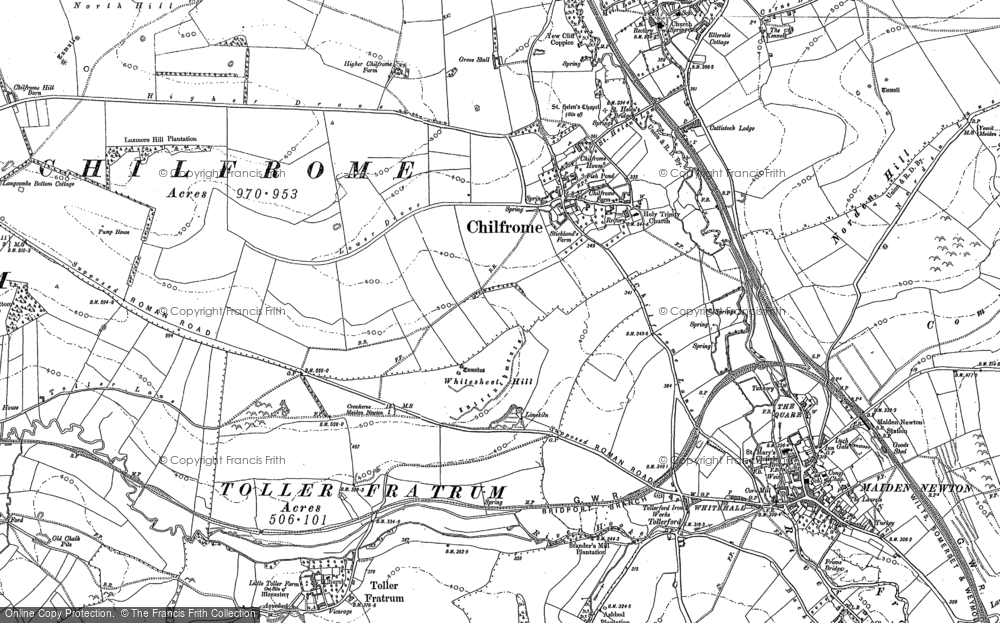 Old Map of Historic Map covering Whitesheet Hill in 1887