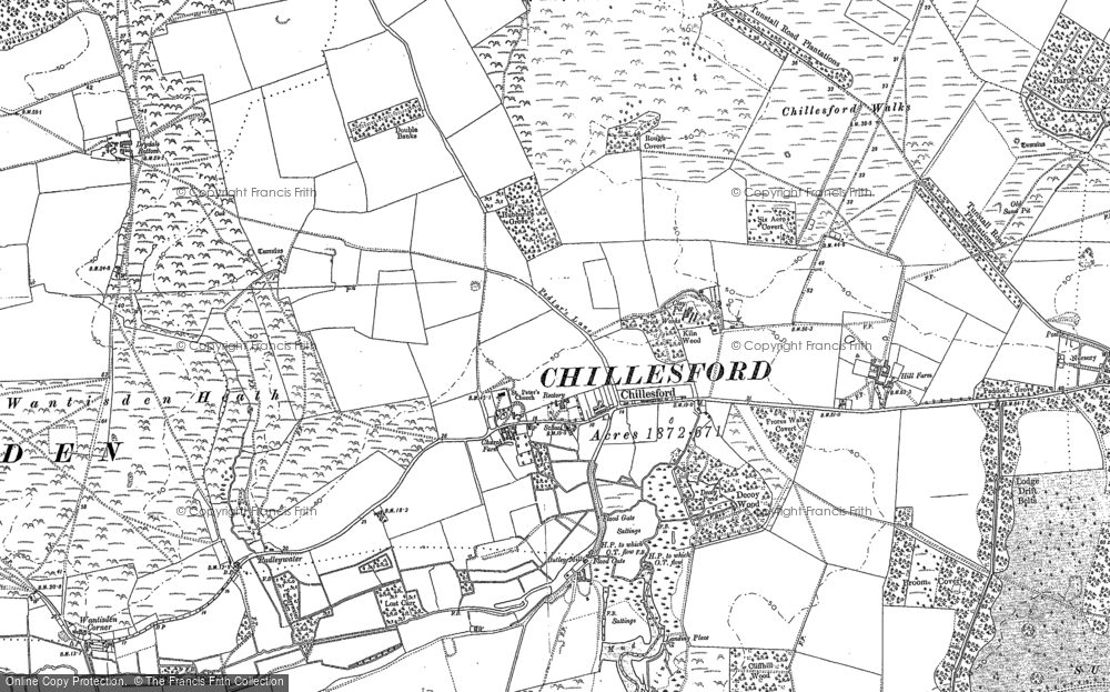 Old Map of Historic Map covering Butley Mills in 1881