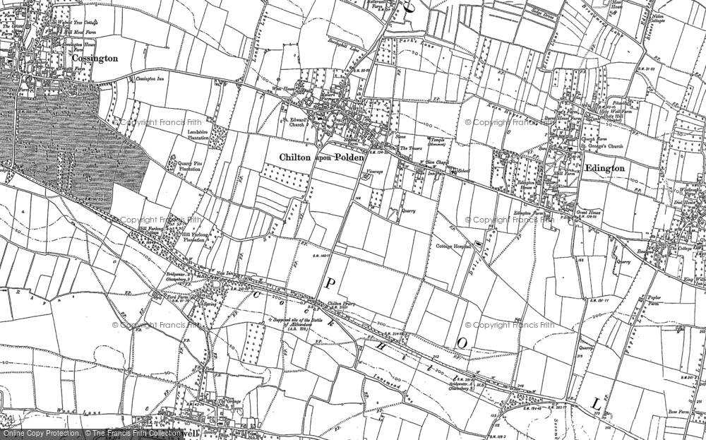 Old Map of Chilton Polden, 1885 in 1885