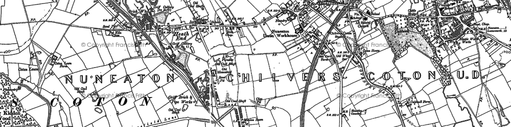 Old map of Chilvers Coton in 1902