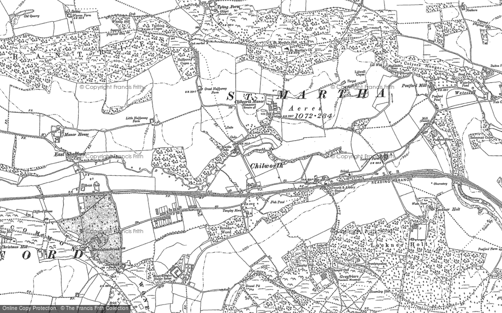 Old Map of Historic Map covering Wonersh Common in 1895