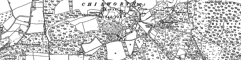 Old map of Chilworth Old Village in 1895