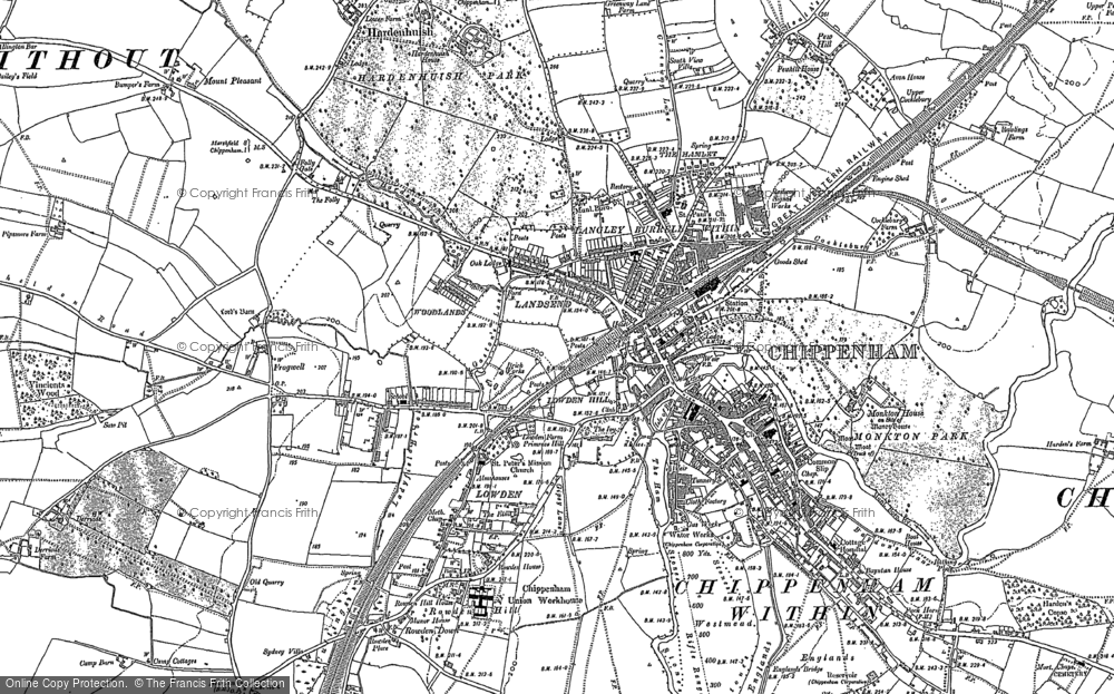 OLD ORDNANCE SURVEY MAP CHIPPENHAM 1899 MARKET PLACE THE FOLLY LOWDEN HILL 
