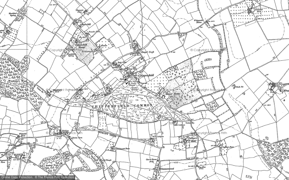 Old Map of Historic Map covering Whippendell Bottom in 1897