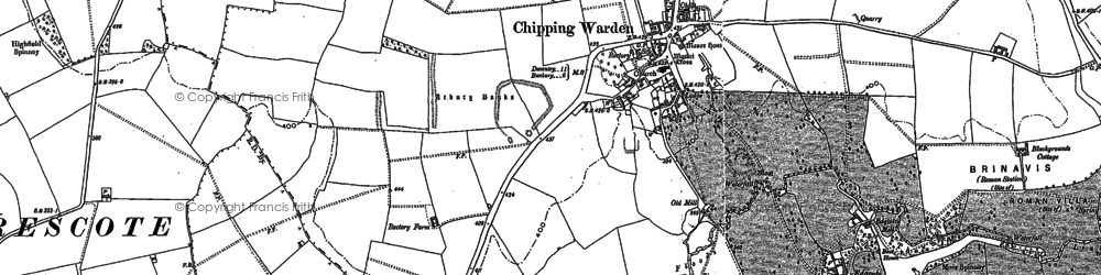 Old map of Chipping Warden in 1899