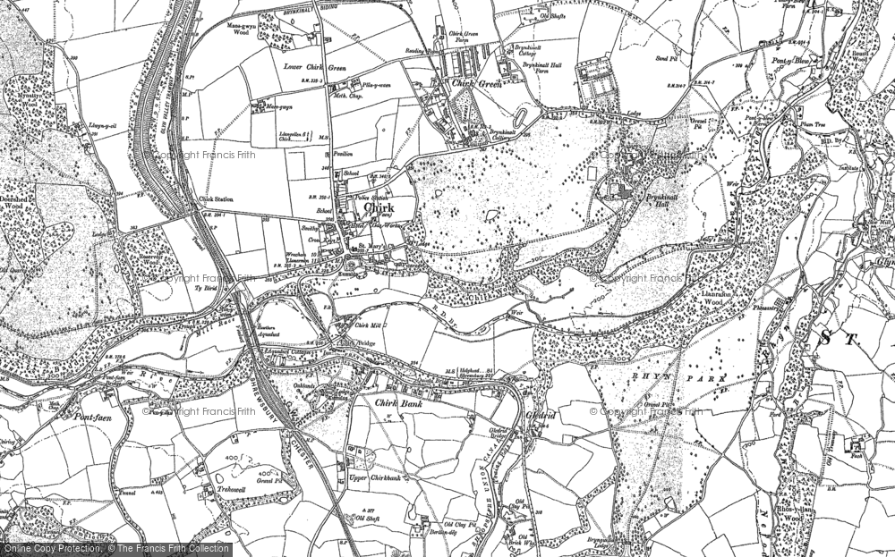Old Map of Historic Map covering Brynkinalt in 1909