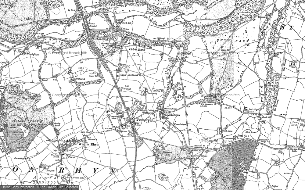Old Map of Chirk Bank, 1874 - 1899 in 1874