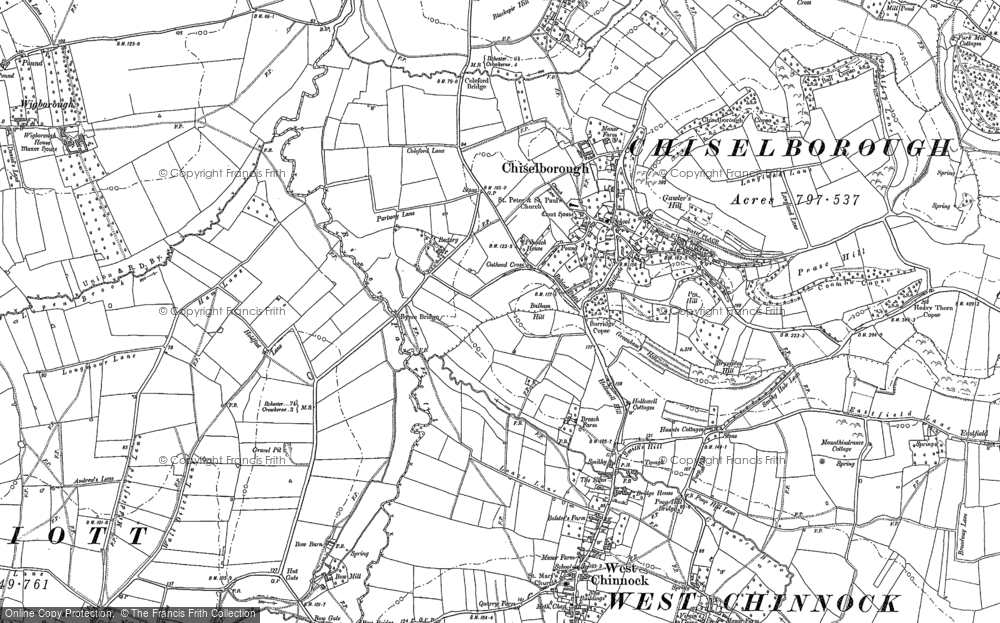 Old Map of Chiselborough, 1886 in 1886