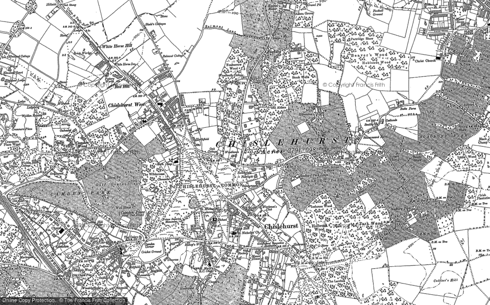 Old Map of Historic Map covering Chislehurst West in 1895