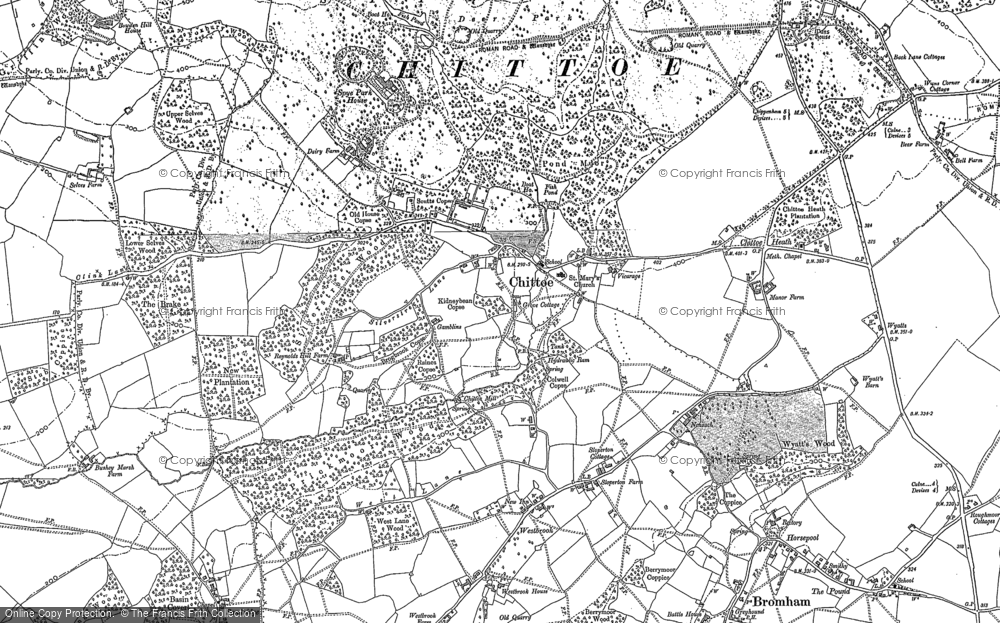 Old Map of Historic Map covering Bowden Hill in 1899