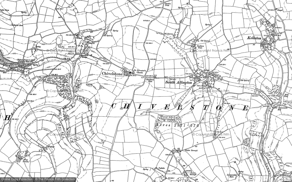 Old Map of Chivelstone, 1905 in 1905