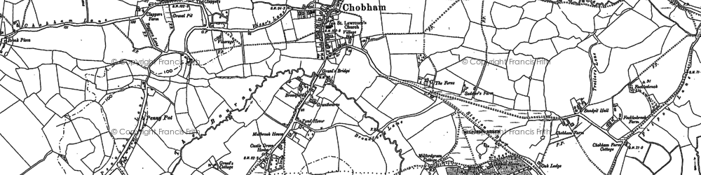 Old map of Chobham in 1895
