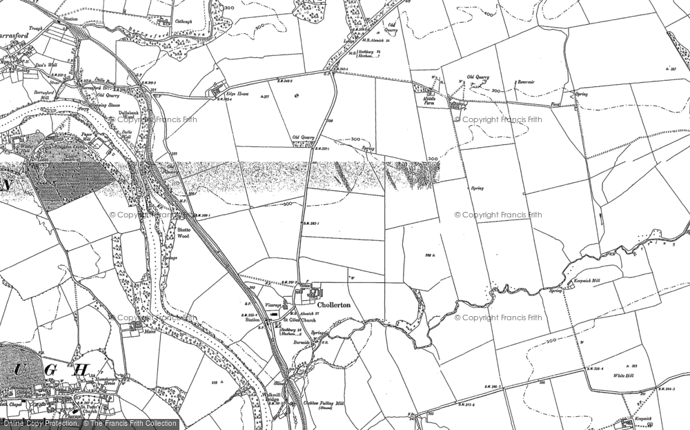Old Map of Chollerton, 1895 - 1896 in 1895