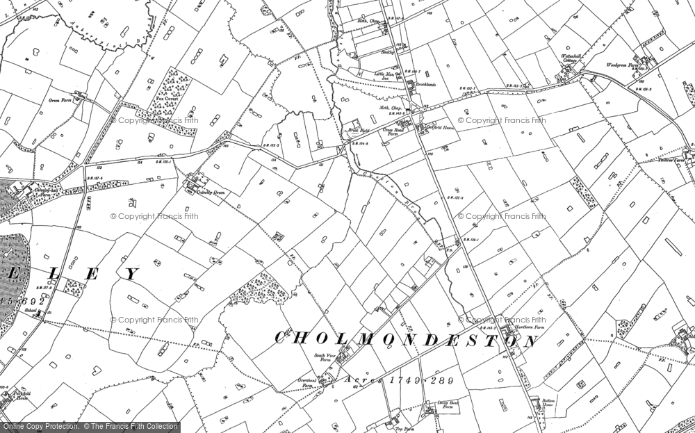 Old Map of Historic Map covering Bankside Brook in 1897