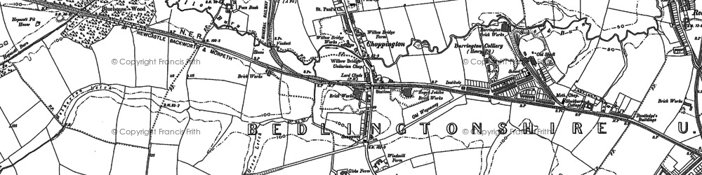 Old map of Choppington in 1896