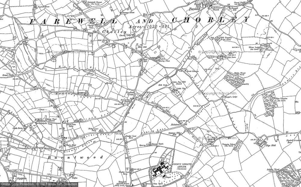 Old Map of Historic Map covering Creswell Green in 1882