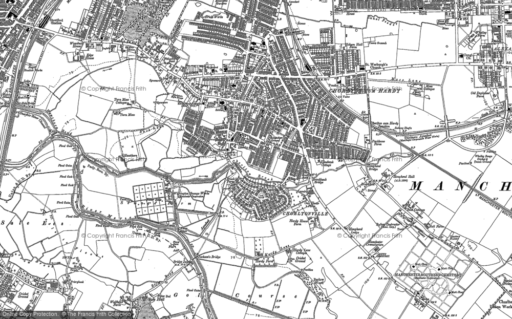 Old Map of Historic Map covering Barlow Moor in 1905