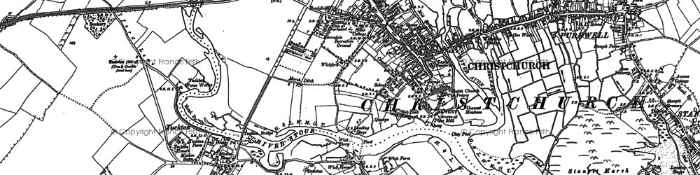 Old map of Christchurch in 1907