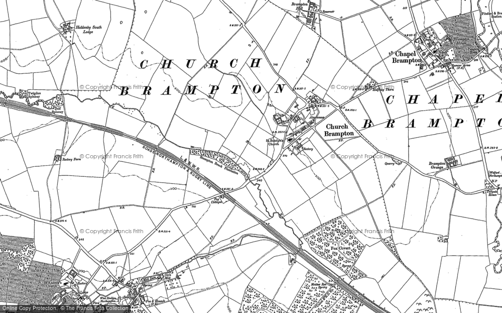 Old Map of Church Brampton, 1884 in 1884