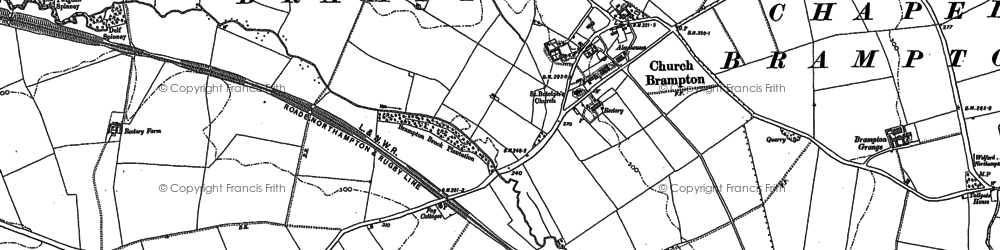Old map of Church Brampton in 1884