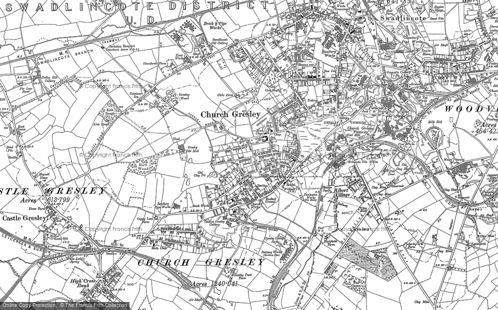 Old Map of Church Gresley, 1900 - 1901 in 1900