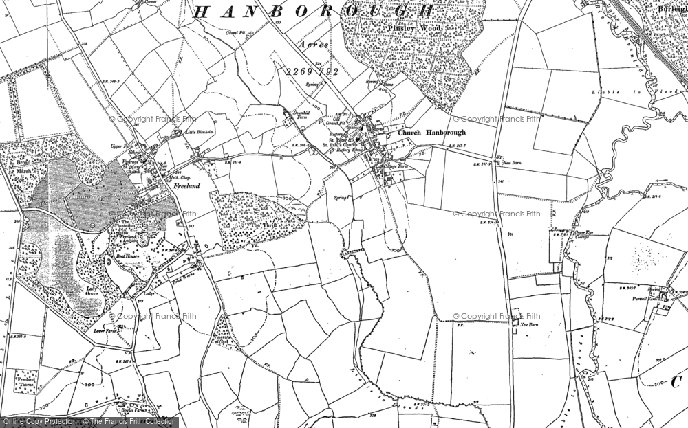 Old Map of Church Hanborough, 1898 - 1911 in 1898