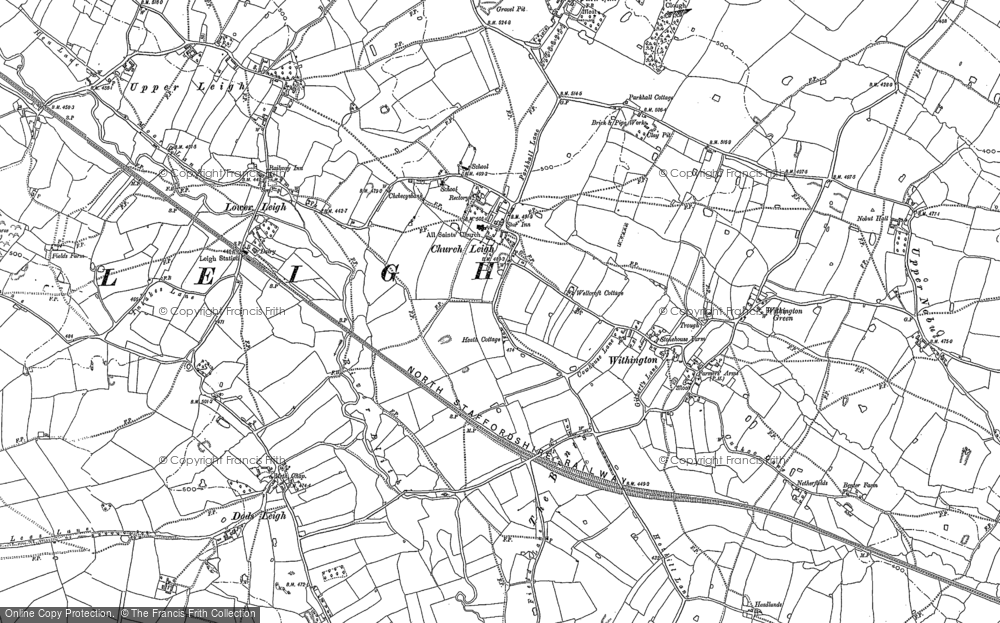 Old Map of Church Leigh, 1880 - 1881 in 1880