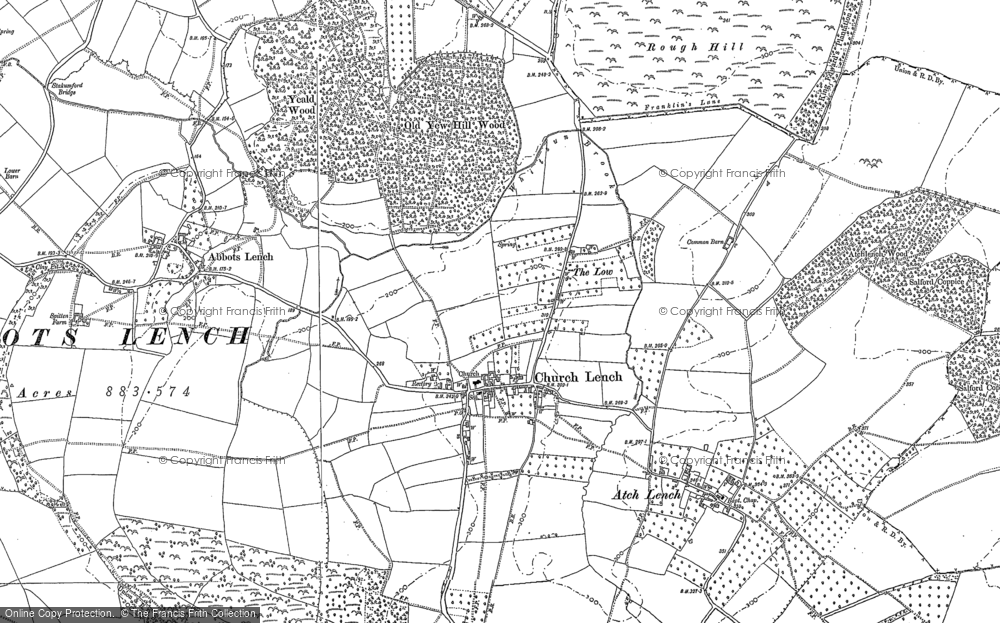 Old Map of Church Lench, 1884 - 1903 in 1884