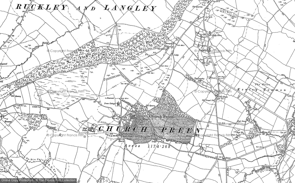 Old Map of Church Preen, 1882 in 1882