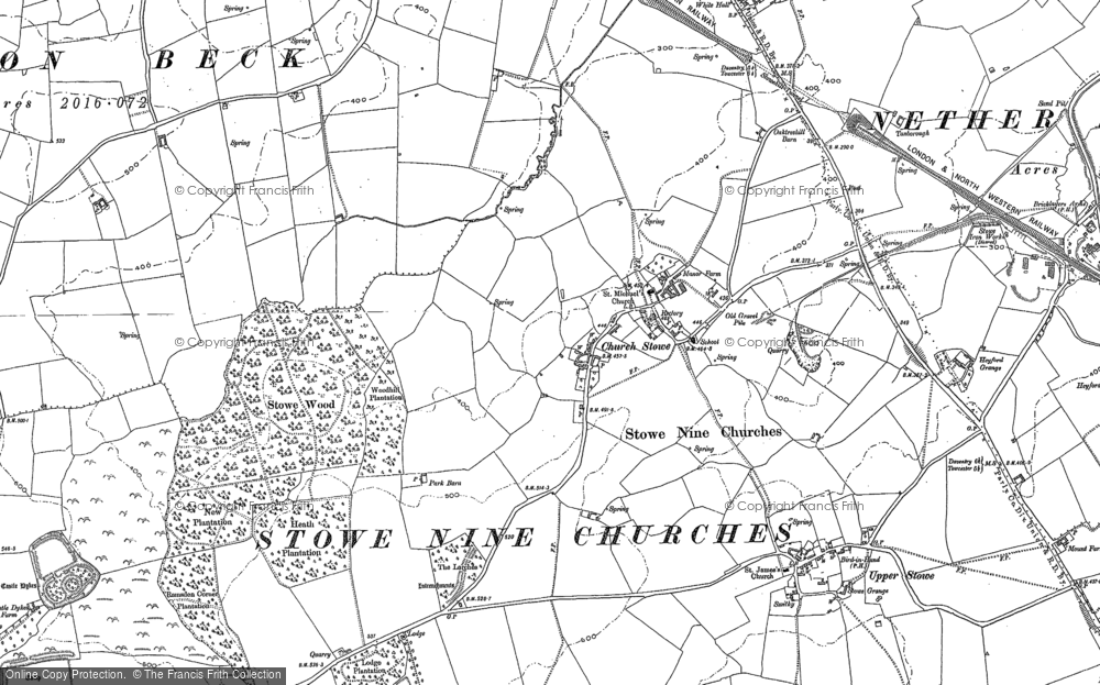 Old Map of Church Stowe, 1883 - 1884 in 1883