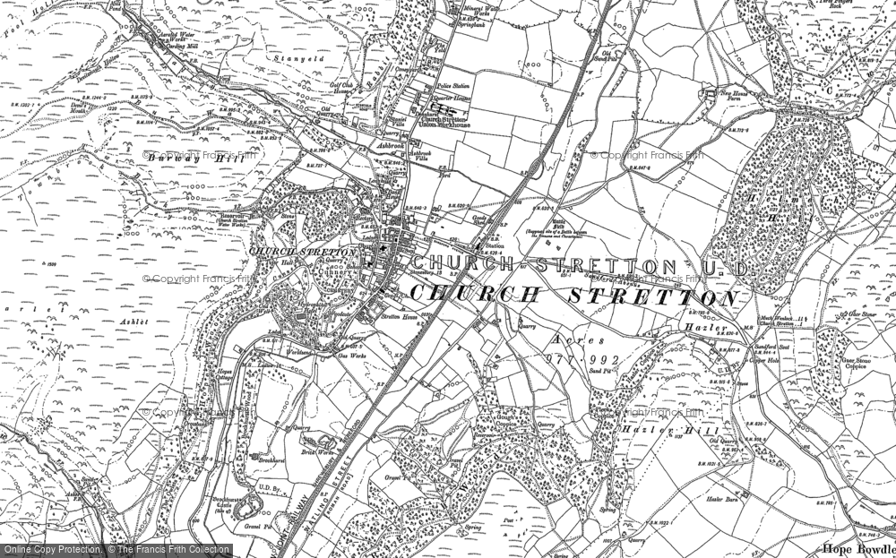 Old Map of Historic Map covering Helmeth Hill in 1882