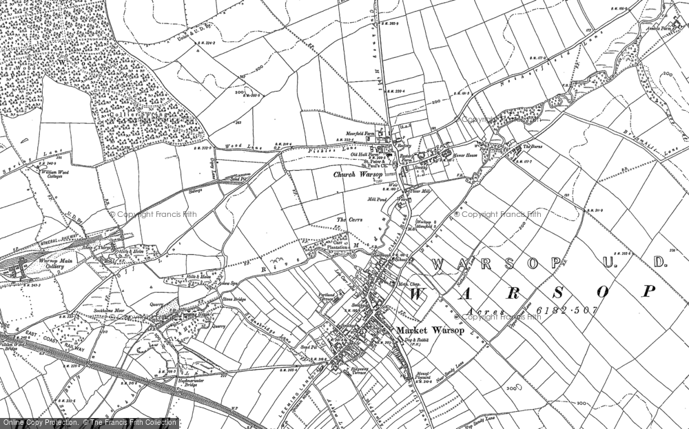 Old Map of Church Warsop, 1895 in 1895