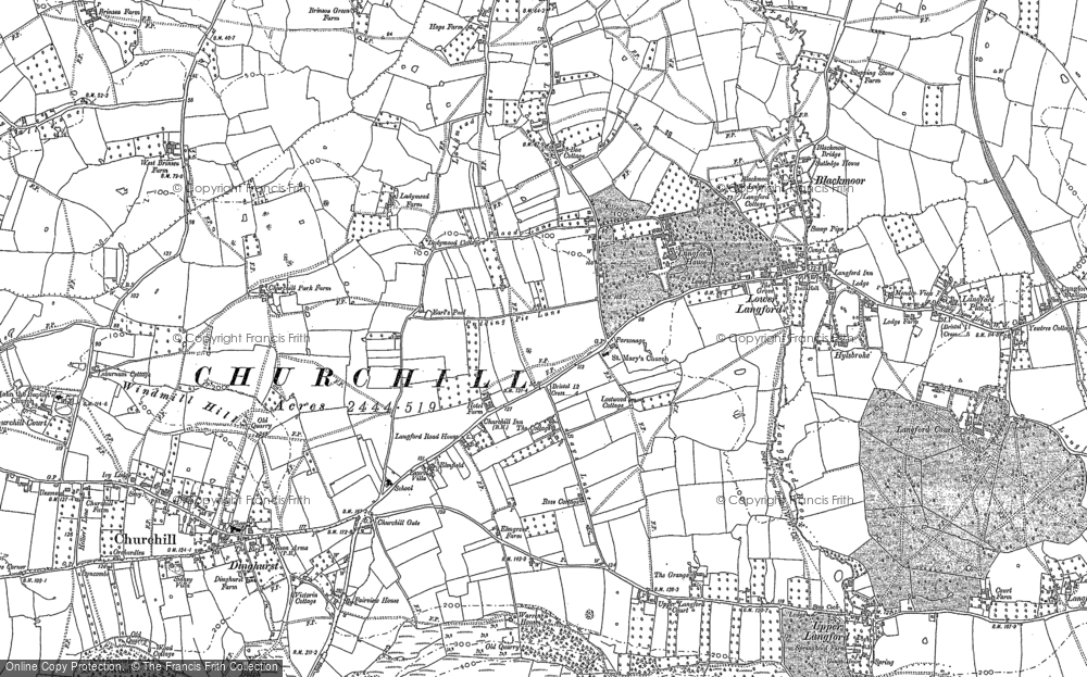 Old Map of Historic Map covering Dinghurst in 1883