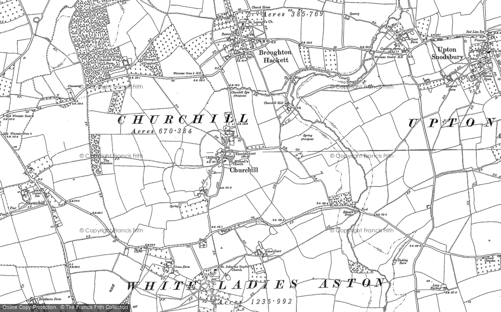 Old Map of Churchill, 1884 in 1884