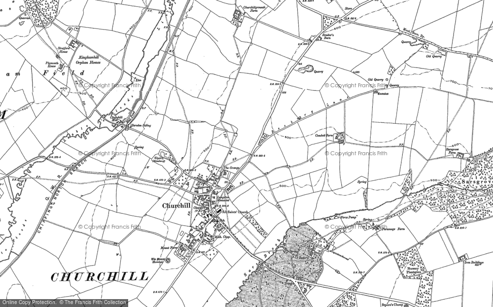 Old Map of Historic Map covering Sarsden Halt in 1898
