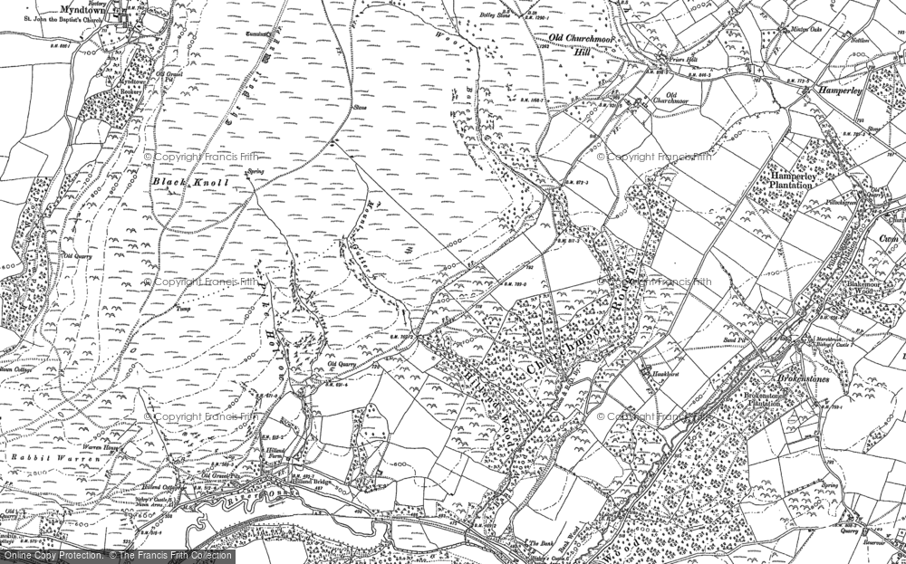 Old Map of Historic Map covering Churchmoor Hall in 1883