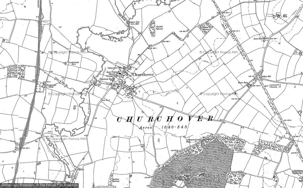 Old Map of Historic Map covering Gibbet Hill in 1886