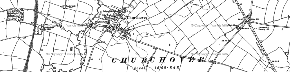 Old map of Churchover in 1886