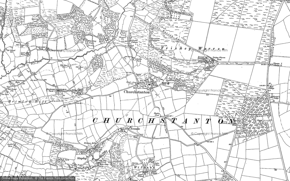 Old Map of Historic Map covering Biscombe in 1887