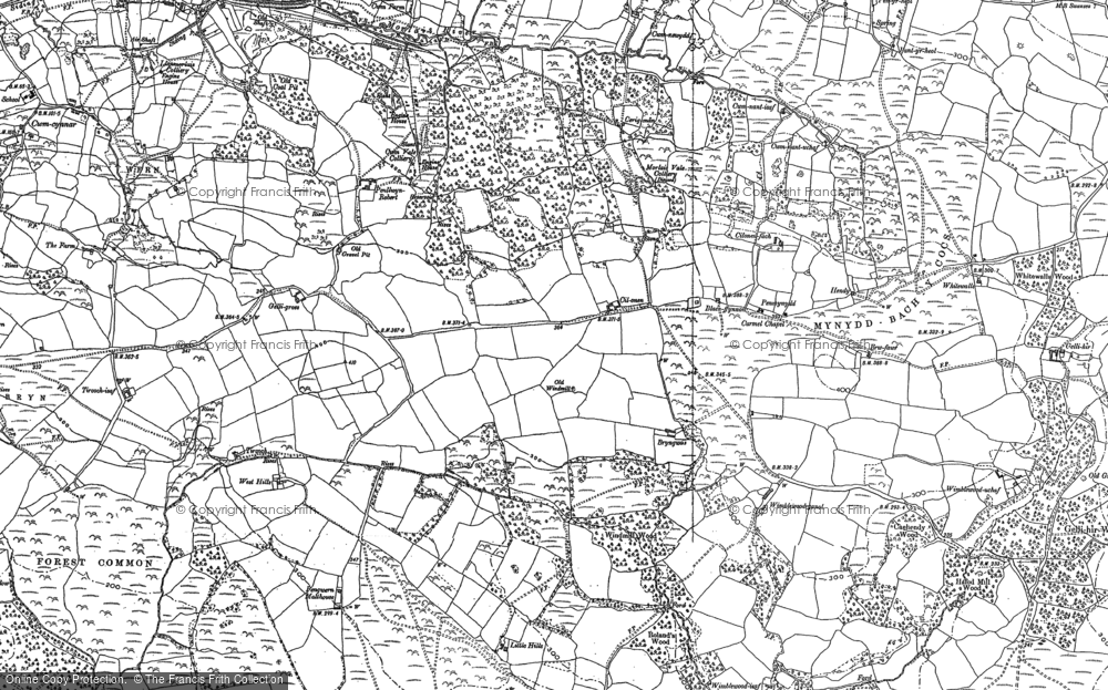 Old Map of Historic Map covering Bryn-gwas in 1896