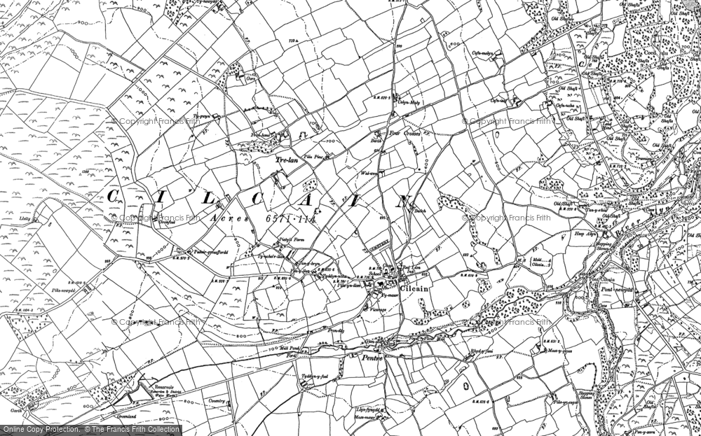 Old Map of Historic Map covering Pentre in 1910