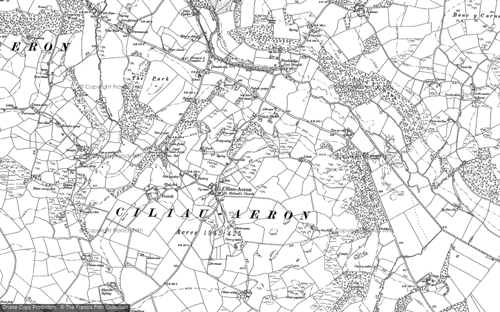 Old Map of Historic Map covering Allt y Fron in 1887